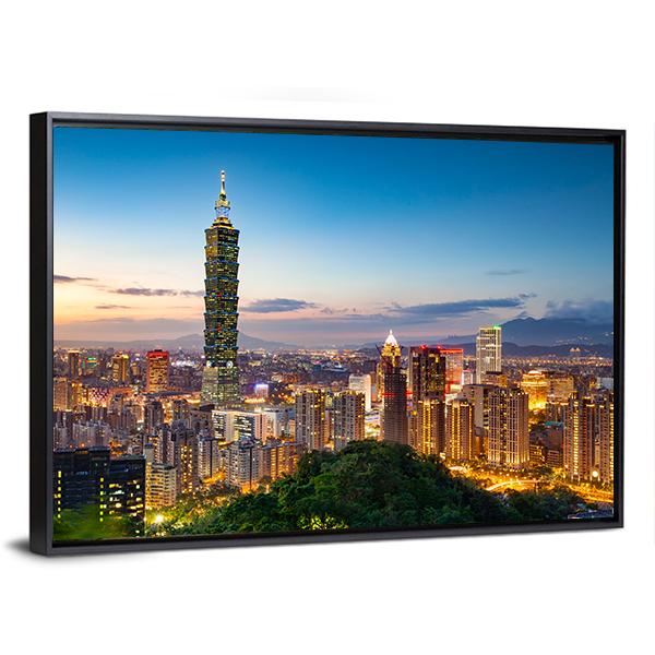 City Of Taipei Canvas Wall Art-3 Horizontal-Gallery Wrap-25" x 16"-Tiaracle