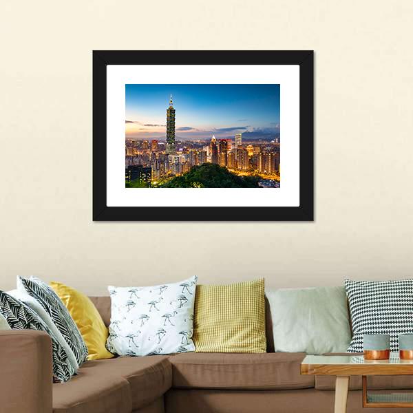 City Of Taipei Canvas Wall Art-1 Piece-Framed Print-20" x 16"-Tiaracle