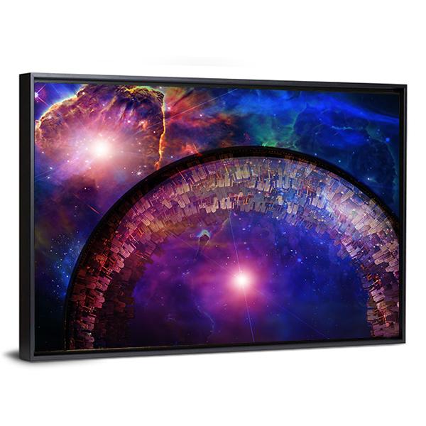 City Ship In Deep Space Canvas Wall Art-3 Horizontal-Gallery Wrap-25" x 16"-Tiaracle