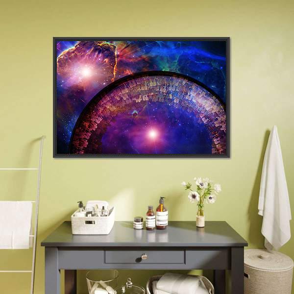 City Ship In Deep Space Canvas Wall Art-1 Piece-Floating Frame-24" x 16"-Tiaracle
