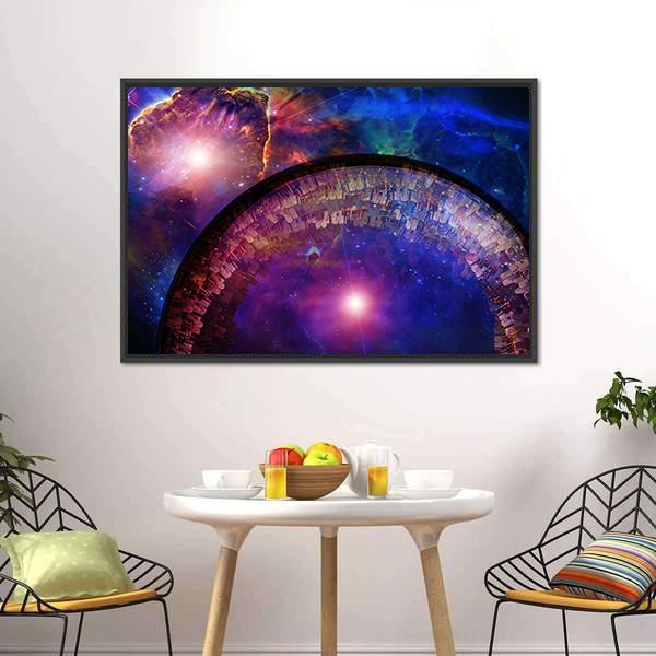 City Ship In Deep Space Canvas Wall Art-3 Horizontal-Gallery Wrap-25" x 16"-Tiaracle