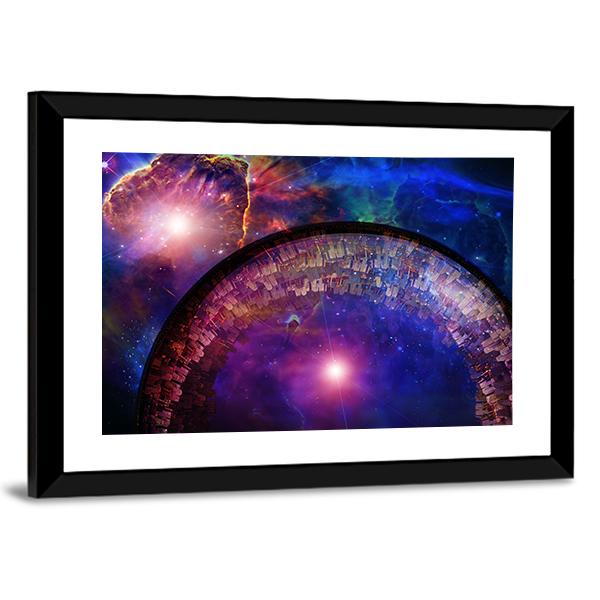 City Ship In Deep Space Canvas Wall Art-3 Horizontal-Gallery Wrap-25" x 16"-Tiaracle
