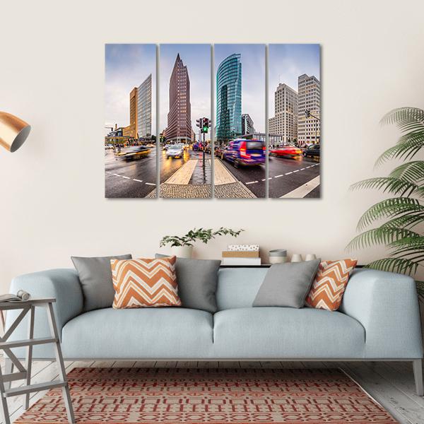 City Skyline At The Potsdamer Platz Canvas Wall Art-4 Horizontal-Gallery Wrap-34" x 24"-Tiaracle