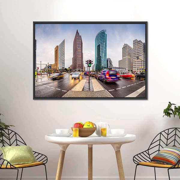 City Skyline At The Potsdamer Platz Canvas Wall Art-1 Piece-Floating Frame-24" x 16"-Tiaracle