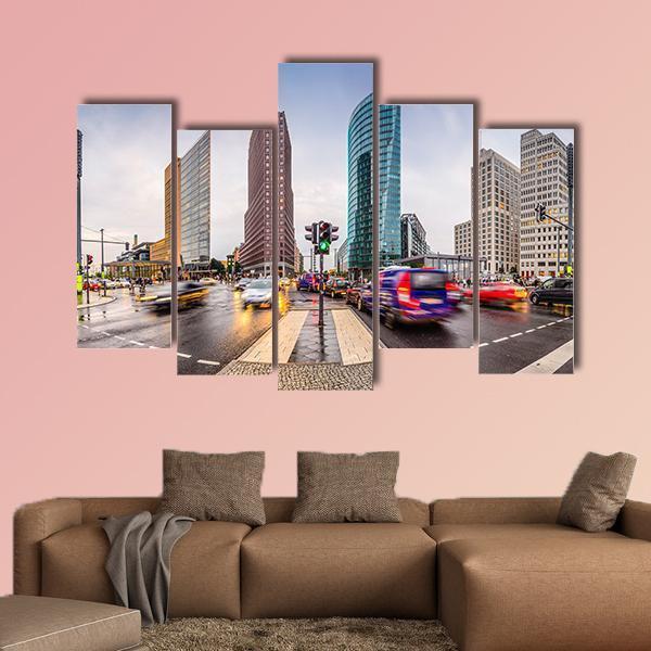 City Skyline At The Potsdamer Platz Canvas Wall Art-5 Pop-Gallery Wrap-47" x 32"-Tiaracle