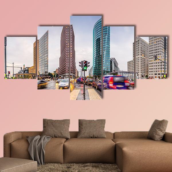 City Skyline At The Potsdamer Platz Canvas Wall Art-5 Star-Gallery Wrap-62" x 32"-Tiaracle
