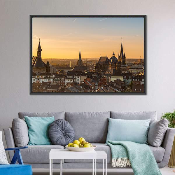 City Skyline Of Aachen Canvas Wall Art-3 Horizontal-Gallery Wrap-25" x 16"-Tiaracle