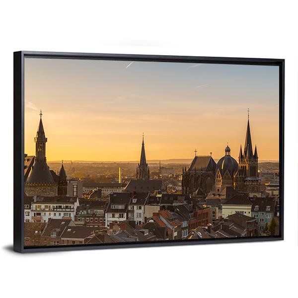 City Skyline Of Aachen Panoramic Canvas Wall Art-1 Piece-36" x 12"-Tiaracle