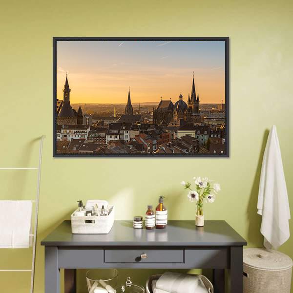 City Skyline Of Aachen Panoramic Canvas Wall Art-1 Piece-36" x 12"-Tiaracle
