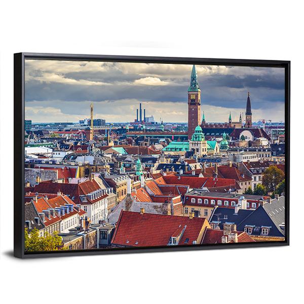City Skyline Of Copenhagen Canvas Wall Art-3 Horizontal-Gallery Wrap-25" x 16"-Tiaracle