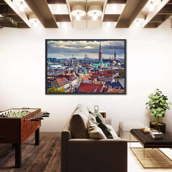 City Skyline Of Copenhagen Canvas Wall Art-5 Horizontal-Gallery Wrap-22" x 12"-Tiaracle