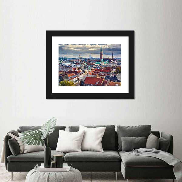 City Skyline Of Copenhagen Canvas Wall Art-5 Horizontal-Gallery Wrap-22" x 12"-Tiaracle