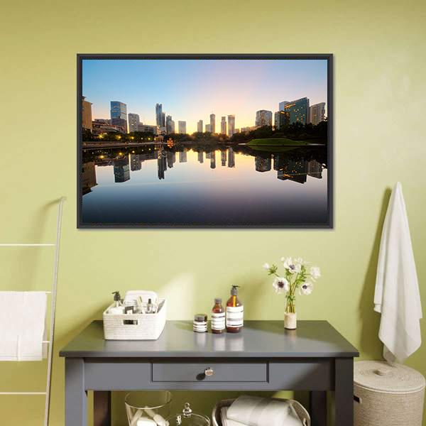 City Skyline Of Kuala Lumpur Canvas Wall Art-5 Horizontal-Gallery Wrap-22" x 12"-Tiaracle