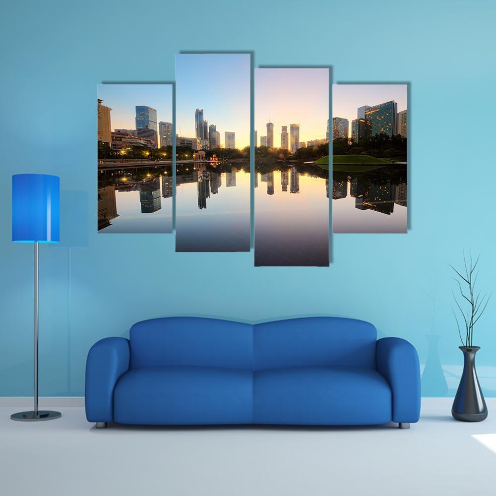 City Skyline Of Kuala Lumpur Canvas Wall Art-4 Pop-Gallery Wrap-50" x 32"-Tiaracle