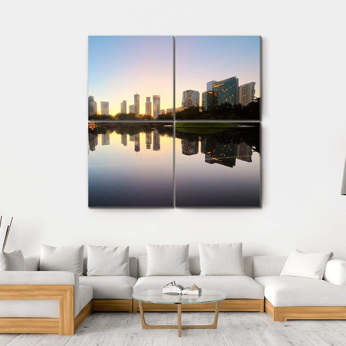 City Skyline Of Kuala Lumpur Canvas Wall Art-4 Square-Gallery Wrap-17" x 17"-Tiaracle