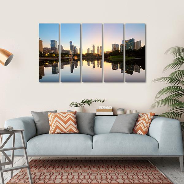 City Skyline Of Kuala Lumpur Canvas Wall Art-5 Horizontal-Gallery Wrap-22" x 12"-Tiaracle