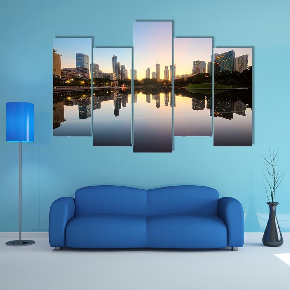City Skyline Of Kuala Lumpur Canvas Wall Art-5 Pop-Gallery Wrap-47" x 32"-Tiaracle