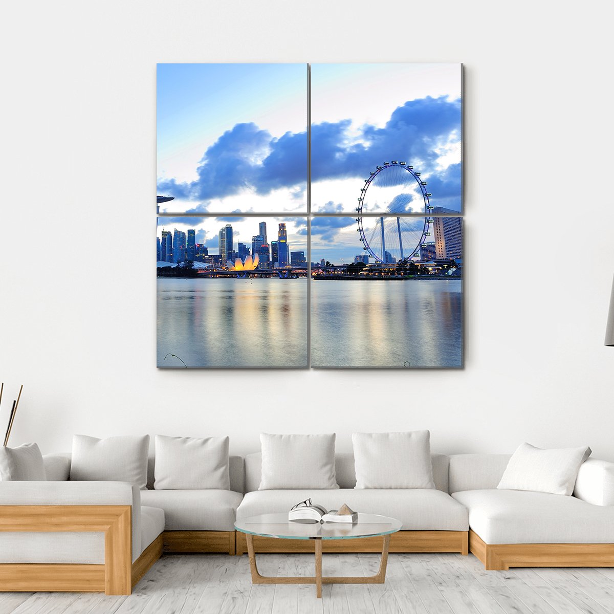 City Skyline Of Marina Bay Canvas Wall Art-4 Square-Gallery Wrap-17" x 17"-Tiaracle
