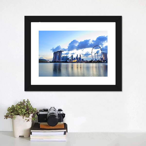 City Skyline Of Marina Bay Canvas Wall Art-3 Horizontal-Gallery Wrap-25" x 16"-Tiaracle
