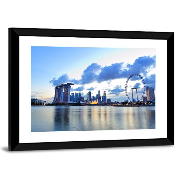 City Skyline Of Marina Bay Panoramic Canvas Wall Art-1 Piece-36" x 12"-Tiaracle
