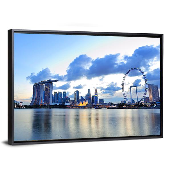 City Skyline Of Marina Bay Panoramic Canvas Wall Art-1 Piece-36" x 12"-Tiaracle