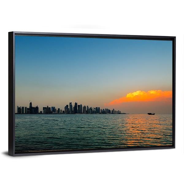 City Skyline Qatar Canvas Wall Art-3 Horizontal-Gallery Wrap-25" x 16"-Tiaracle