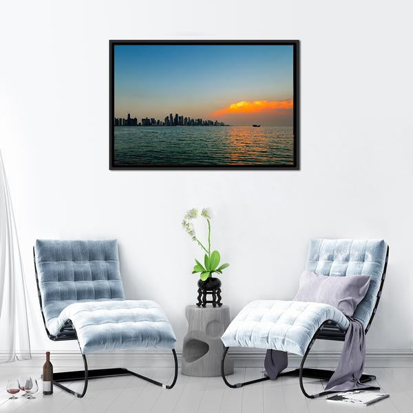 City Skyline Qatar Canvas Wall Art-3 Horizontal-Gallery Wrap-25" x 16"-Tiaracle