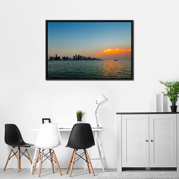 City Skyline Qatar Canvas Wall Art-3 Horizontal-Gallery Wrap-25" x 16"-Tiaracle