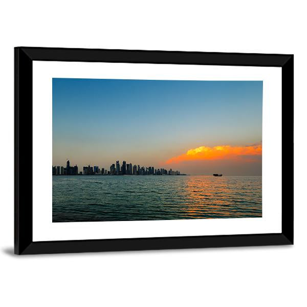 City Skyline Qatar Canvas Wall Art-3 Horizontal-Gallery Wrap-25" x 16"-Tiaracle