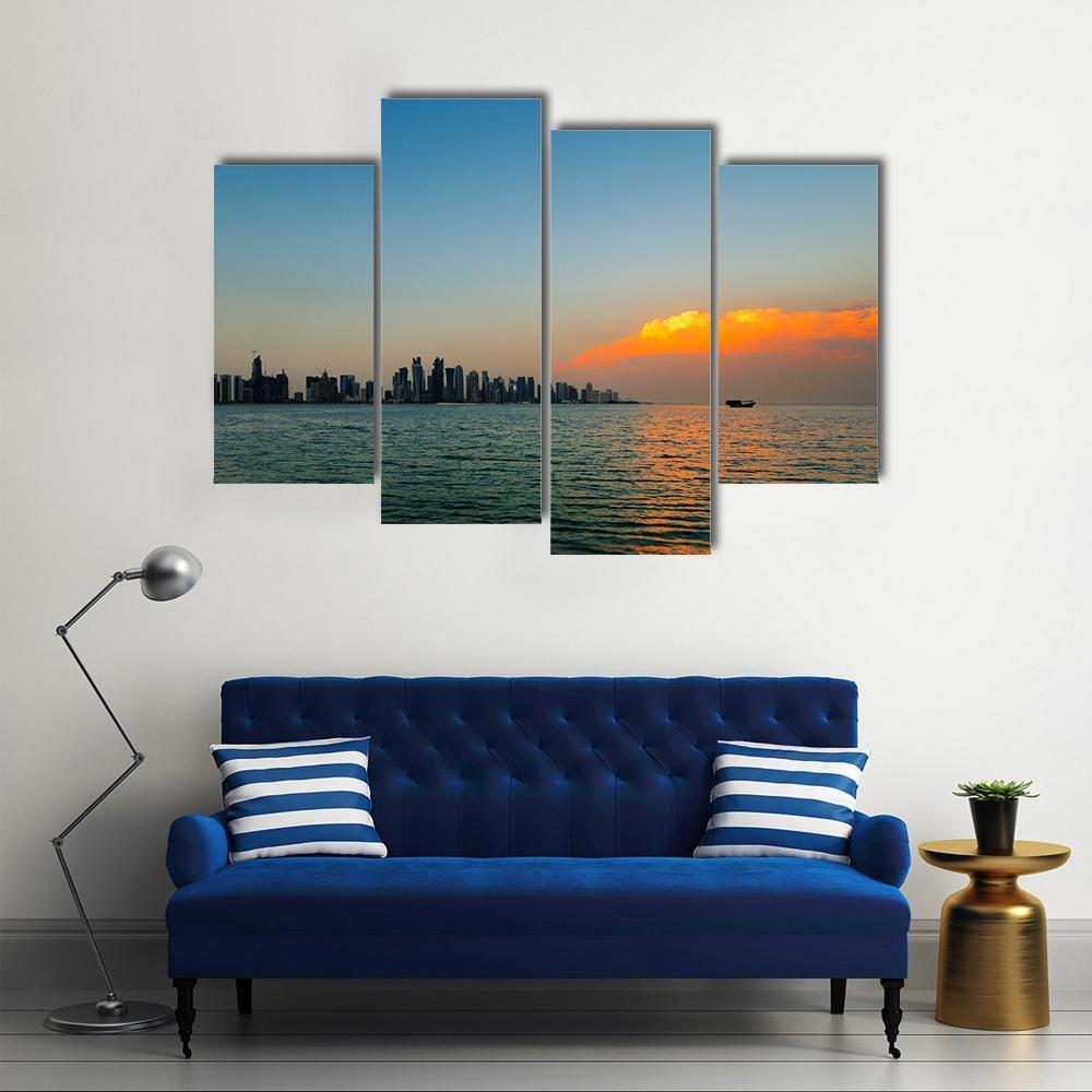 City Skyline Qatar Canvas Wall Art-4 Pop-Gallery Wrap-50" x 32"-Tiaracle