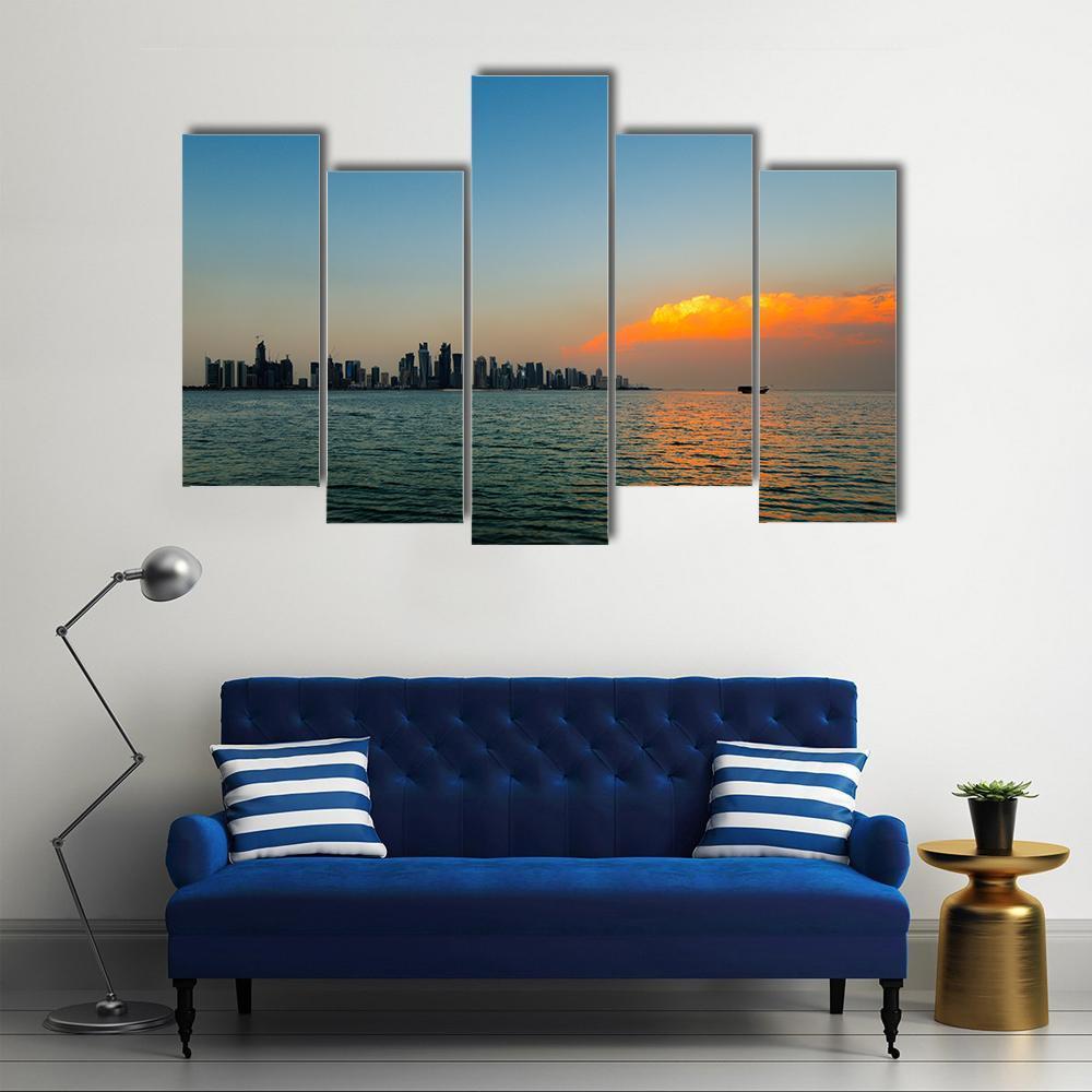 City Skyline Qatar Canvas Wall Art-5 Pop-Gallery Wrap-47" x 32"-Tiaracle