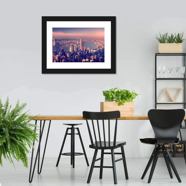 City Skyline &amp; River Canvas Wall Art-5 Horizontal-Gallery Wrap-22" x 12"-Tiaracle