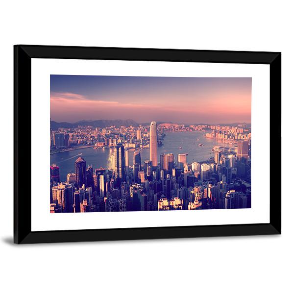 City Skyline &amp; River Panoramic Canvas Wall Art-1 Piece-36" x 12"-Tiaracle