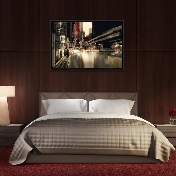 City Street illustration Canvas Wall Art-3 Horizontal-Gallery Wrap-25&quot; x 16&quot;-Tiaracle