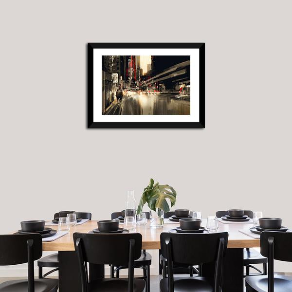 City Street illustration Canvas Wall Art-3 Horizontal-Gallery Wrap-25&quot; x 16&quot;-Tiaracle