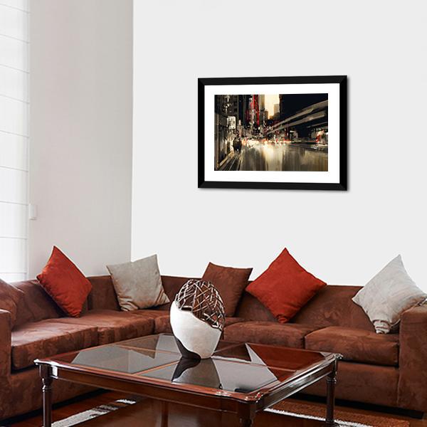City Street illustration Canvas Wall Art-3 Horizontal-Gallery Wrap-25&quot; x 16&quot;-Tiaracle