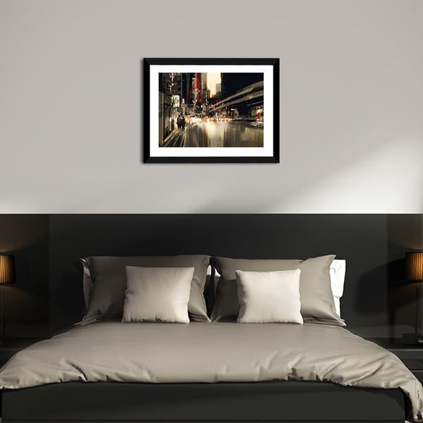 City Street illustration Canvas Wall Art-3 Horizontal-Gallery Wrap-25&quot; x 16&quot;-Tiaracle