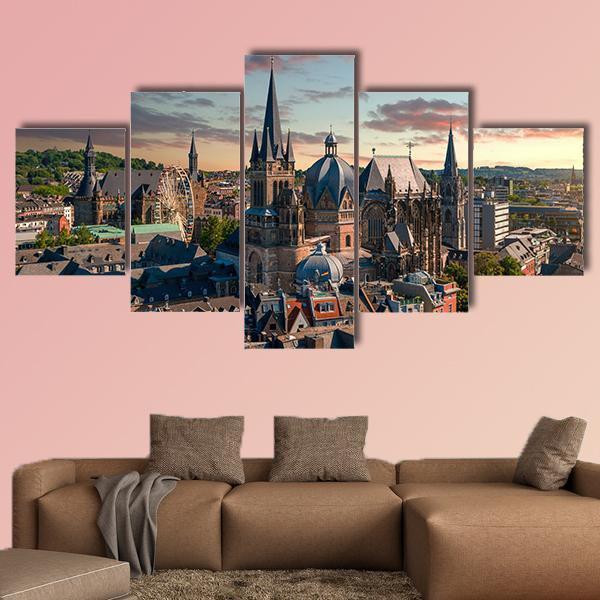 Aachen City Canvas Wall Art-5 Star-Gallery Wrap-62" x 32"-Tiaracle