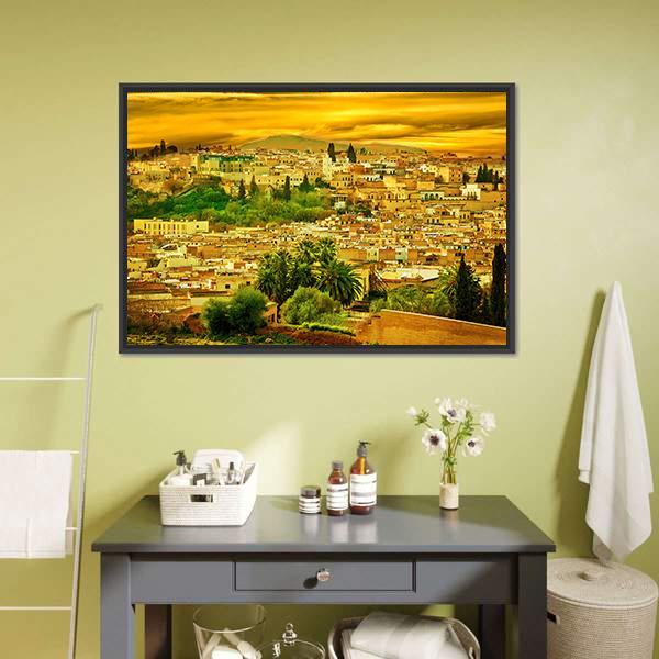 City Wall In Fes Canvas Wall Art-1 Piece-Floating Frame-24" x 16"-Tiaracle