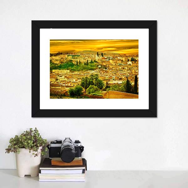 City Wall In Fes Canvas Wall Art-1 Piece-Framed Print-20" x 16"-Tiaracle