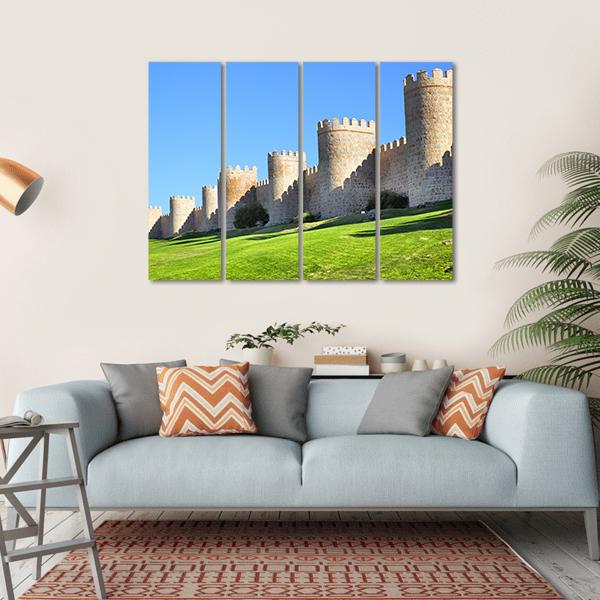 City Walls Of Avila Canvas Wall Art-4 Horizontal-Gallery Wrap-34" x 24"-Tiaracle