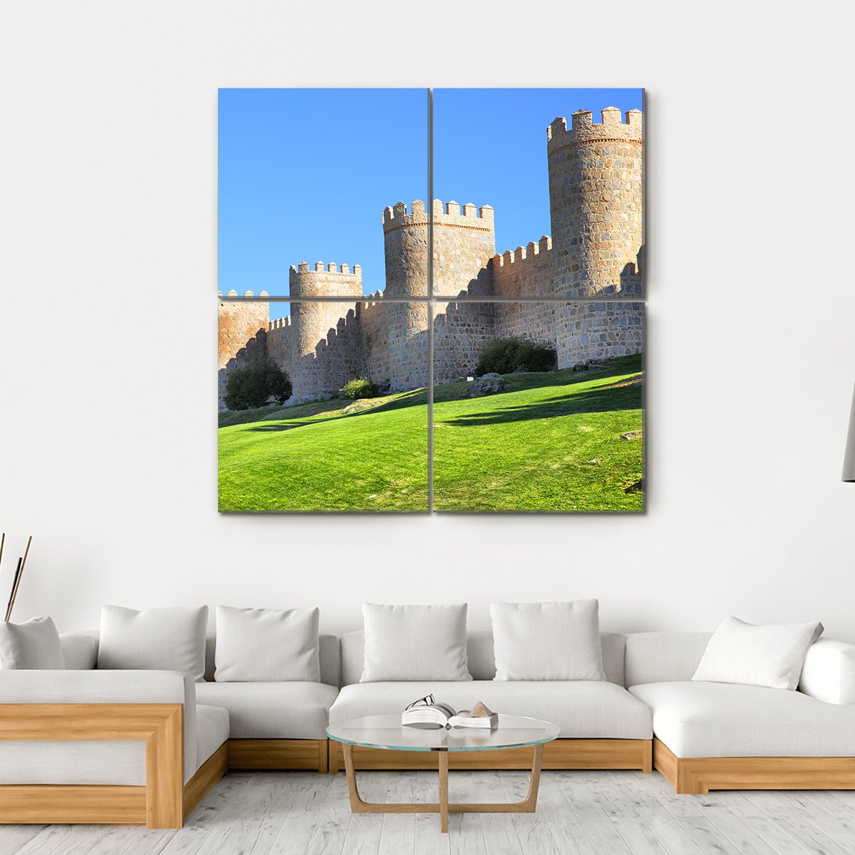 City Walls Of Avila Canvas Wall Art-4 Square-Gallery Wrap-17" x 17"-Tiaracle