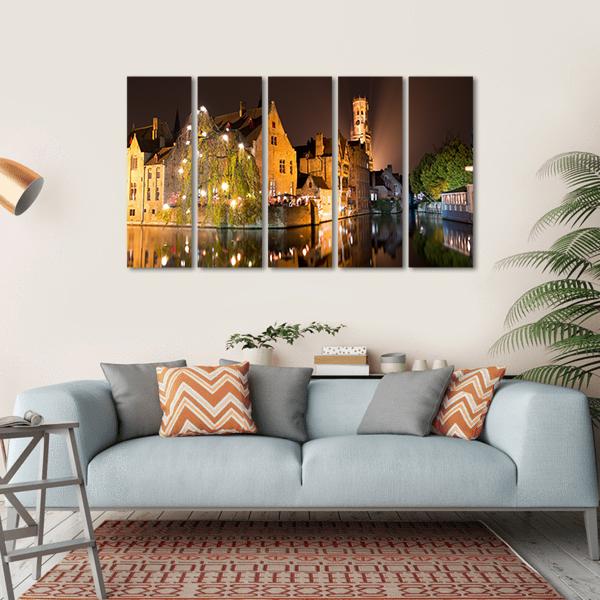 City With River Canal Canvas Wall Art-5 Horizontal-Gallery Wrap-22" x 12"-Tiaracle