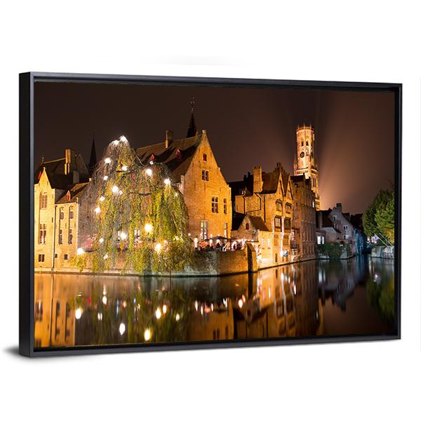 City With River Canal Canvas Wall Art-3 Horizontal-Gallery Wrap-25" x 16"-Tiaracle