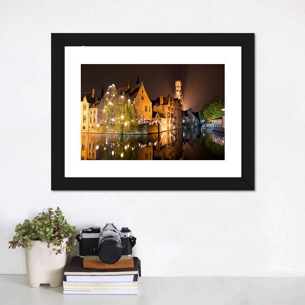 City With River Canal Canvas Wall Art-1 Piece-Framed Print-20" x 16"-Tiaracle