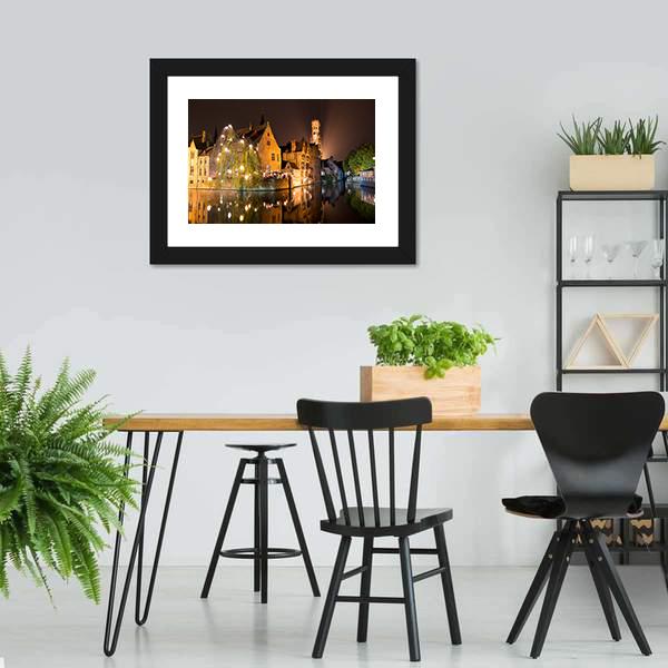 City With River Canal Canvas Wall Art-3 Horizontal-Gallery Wrap-25" x 16"-Tiaracle