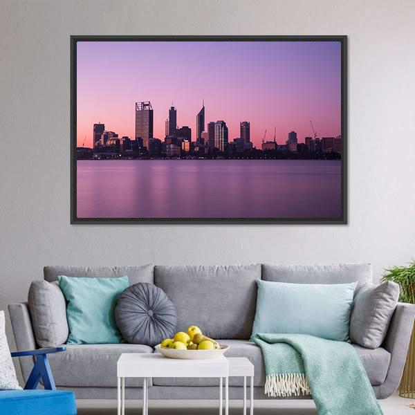 Cityscape In Perth Canvas Wall Art-5 Horizontal-Gallery Wrap-22" x 12"-Tiaracle