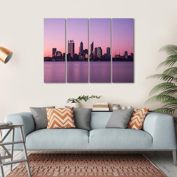 Cityscape In Perth Canvas Wall Art-4 Horizontal-Gallery Wrap-34" x 24"-Tiaracle