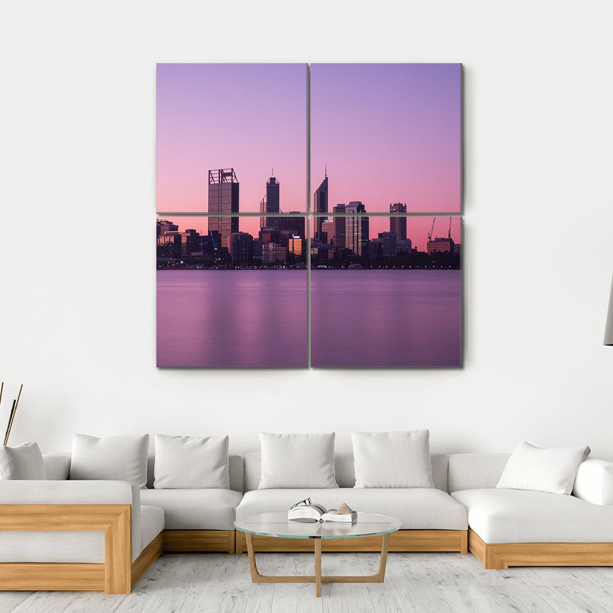 Cityscape In Perth Canvas Wall Art-4 Square-Gallery Wrap-17" x 17"-Tiaracle