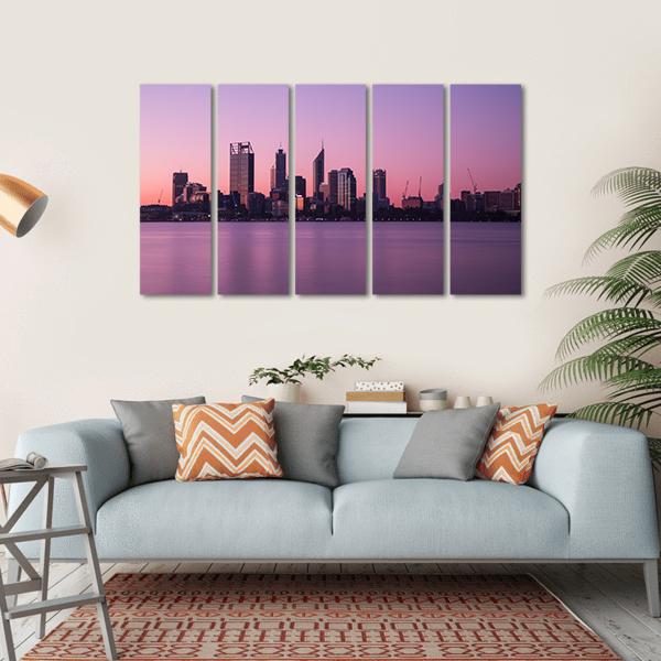 Cityscape In Perth Canvas Wall Art-5 Horizontal-Gallery Wrap-22" x 12"-Tiaracle